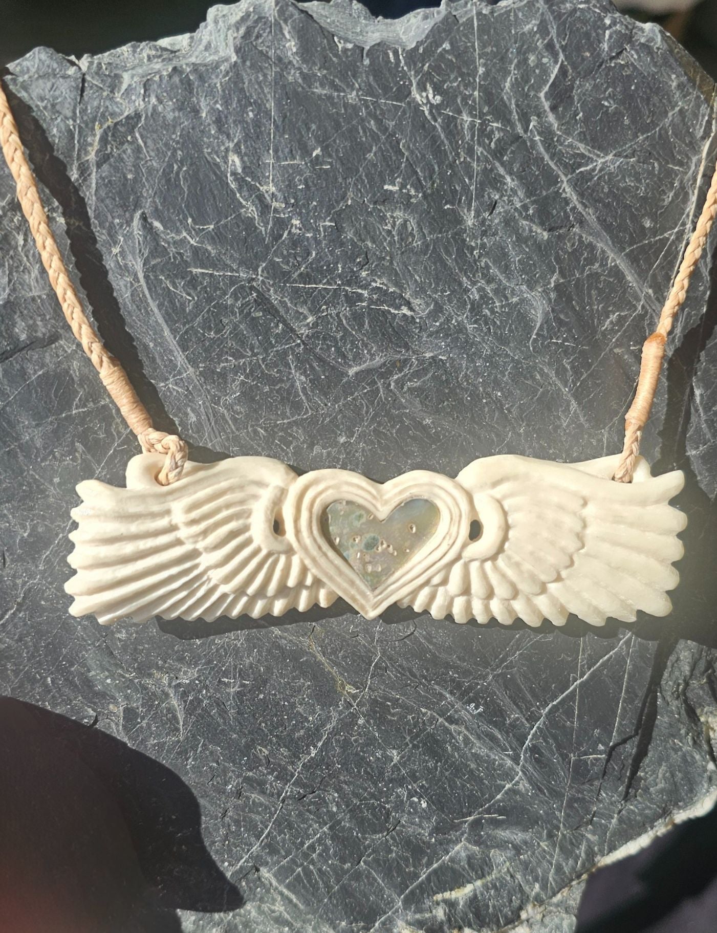 Bone Carving #58 Winged-Heart (Chest Plate)