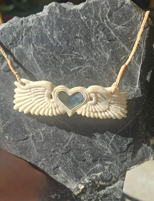 Bone Carving #58 Winged-Heart (Chest Plate)