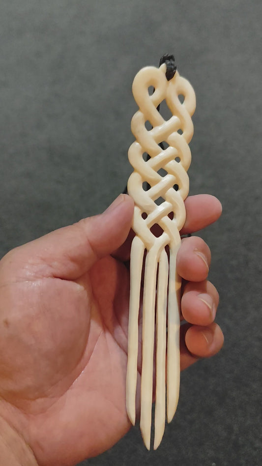 Bone Carving #59 Celtic Hair Comb